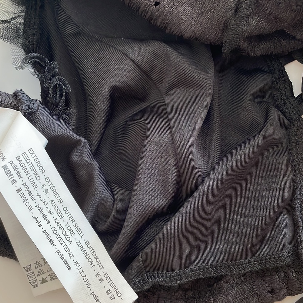 NWT Zara Black Lace Trip Lace Up Crop top in size L - Picture 6 of 6